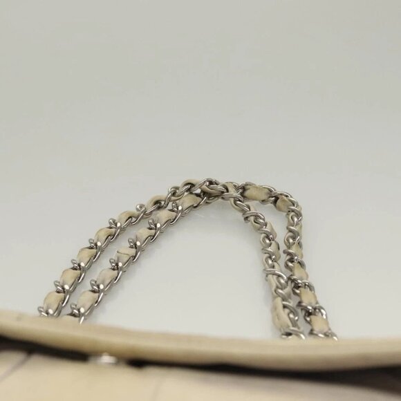 CHANEL Chain Shoulder Bag Lamb Skin Ivory Silver CC Auth 134523 - Picture 9 of 16